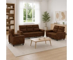 Sofa Sofos komplektas 3 vnt. Armijos Žalia Dirbtinė suedė oda