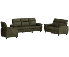 Sofa Sofos komplektas 3 vnt. Armijos Žalia Dirbtinė suedė oda