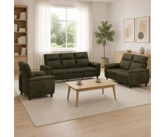 Sofa Sofos komplektas 3 vnt. Armijos Žalia Dirbtinė suedė oda