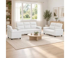 Sofa Sofos komplektas 3 vnt. Balta Audinys