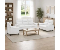 Sofa Sofos komplektas 3 vnt. Balta Audinys