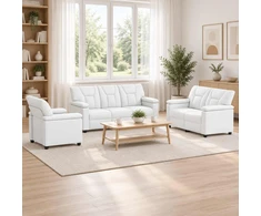 Sofa Sofos komplektas 3 vnt. Balta Dirbtinė oda