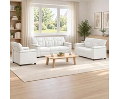 Sofa Sofos komplektas 3 vnt. Balta Dirbtinė oda