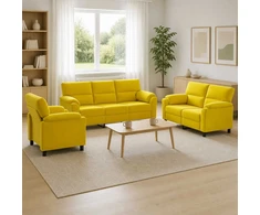 Sofa Sofos komplektas 3 vnt. Geltona Aksomas