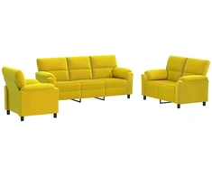 Sofa Sofos komplektas 3 vnt. Geltona Aksomas