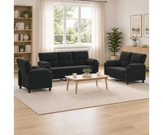 Sofa Sofos komplektas 3 vnt. Juoda Aksomas