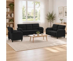 Sofa Sofos komplektas 3 vnt. Juoda Aksomas