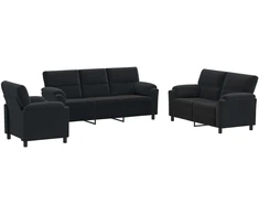 Sofa Sofos komplektas 3 vnt. Juoda Aksomas