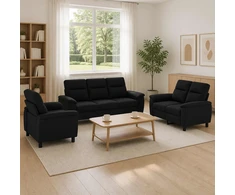 Sofa Sofos komplektas 3 vnt. Juoda Audinys