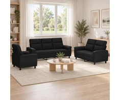 Sofa Sofos komplektas 3 vnt. Juoda Audinys