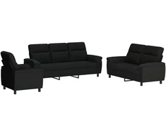Sofa Sofos komplektas 3 vnt. Juoda Audinys