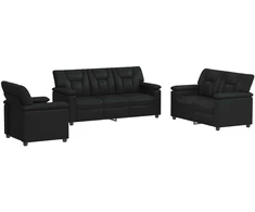 Sofa Sofos komplektas 3 vnt. Juoda Dirbtinė oda
