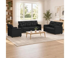 Sofa Sofos komplektas 3 vnt. Juoda Dirbtinė oda