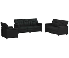 Sofa Sofos komplektas 3 vnt. Juoda Dirbtinė oda