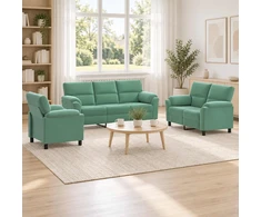 Sofa Sofos komplektas 3 vnt. Jūrinė žalia Aksomas
