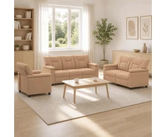 Sofa Sofos komplektas 3 vnt. Kapučino Dirbtinė oda