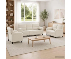 Sofa Sofos komplektas 3 vnt. Kreminė Aksomas