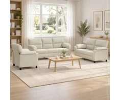 Sofa Sofos komplektas 3 vnt. Kreminė Aksomas
