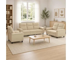 Sofa Sofos komplektas 3 vnt. Kreminė Audinys