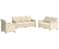 Sofa Sofos komplektas 3 vnt. Kreminė Dirbtinė oda
