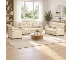 Sofa Sofos komplektas 3 vnt. Kreminė Dirbtinė oda