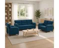 Sofa Sofos komplektas 3 vnt. Mėlyna Aksomas