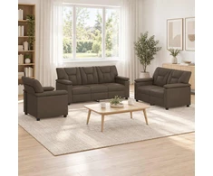 Sofa Sofos komplektas 3 vnt. Pilka Dirbtinė oda
