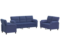 Sofa Sofos komplektas 3 vnt. Policijos mėlyna Aksomas