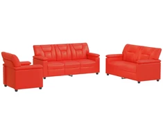 Sofa Sofos komplektas 3 vnt. Raudona Dirbtinė oda