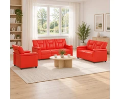 Sofa Sofos komplektas 3 vnt. Raudona Dirbtinė oda