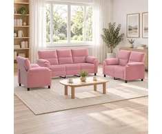 Sofa Sofos komplektas 3 vnt. Rožinė Aksomas