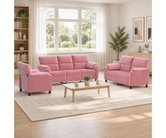 Sofa Sofos komplektas 3 vnt. Rožinė Aksomas