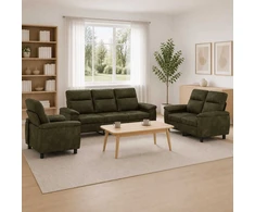 Sofa Sofos komplektas 3 vnt. Ruda Dirbtinė suedė oda