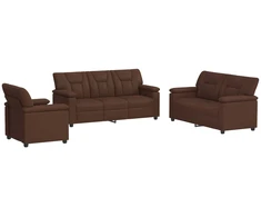 Sofa Sofos komplektas 3 vnt. Ruda Dirbtinė oda