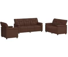 Sofa Sofos komplektas 3 vnt. Ruda Dirbtinė oda
