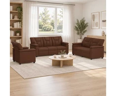 Sofa Sofos komplektas 3 vnt. Ruda Dirbtinė oda