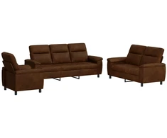 Sofa Sofos komplektas 3 vnt. Ruda Dirbtinė suedė oda