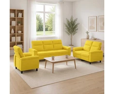 Sofa Sofos komplektas 3 vnt. Šviesi geltona Audinys