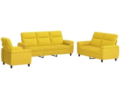 Sofa Sofos komplektas 3 vnt. Šviesi geltona Audinys