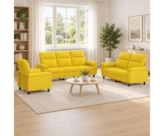 Sofa Sofos komplektas 3 vnt. Šviesi geltona Audinys
