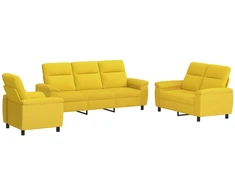 Sofa Sofos komplektas 3 vnt. Šviesi geltona Audinys