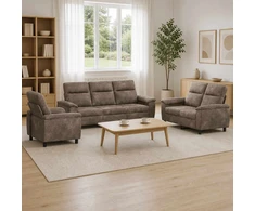 Sofa Sofos komplektas 3 vnt. Šviesiai pilka Dirbtinė suedė oda