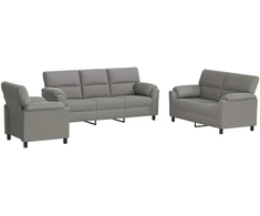 Sofa Sofos komplektas 3 vnt. Šviesiai pilka Aksomas