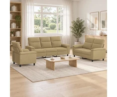 Sofa Sofos komplektas 3 vnt. Šviesiai rudas Audinys