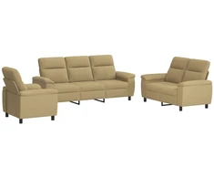 Sofa Sofos komplektas 3 vnt. Šviesiai rudas Audinys