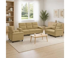 Sofa Sofos komplektas 3 vnt. Šviesiai rudas Audinys