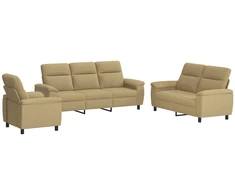 Sofa Sofos komplektas 3 vnt. Šviesiai rudas Audinys
