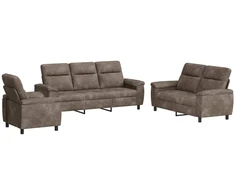 Sofa Sofos komplektas 3 vnt. Tamsiai pilka Dirbtinė suedė oda