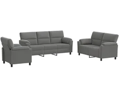 Sofa Sofos komplektas 3 vnt. Tamsiai pilka Aksomas