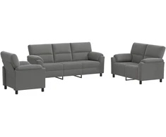 Sofa Sofos komplektas 3 vnt. Tamsiai pilka Aksomas